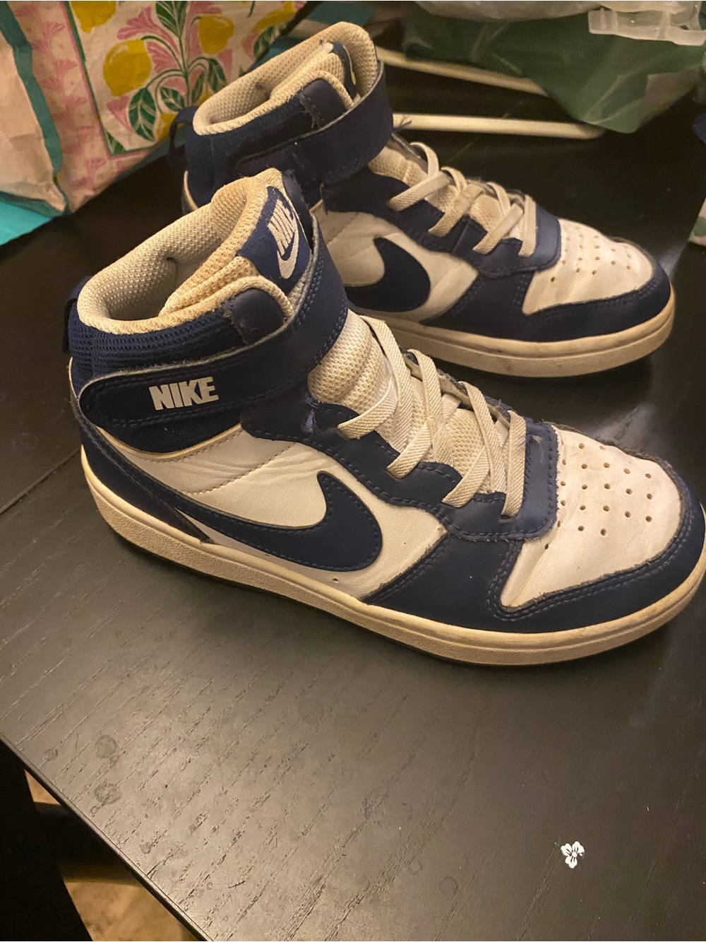 Nike Kids Mid-Top Sneakers in Navy and White